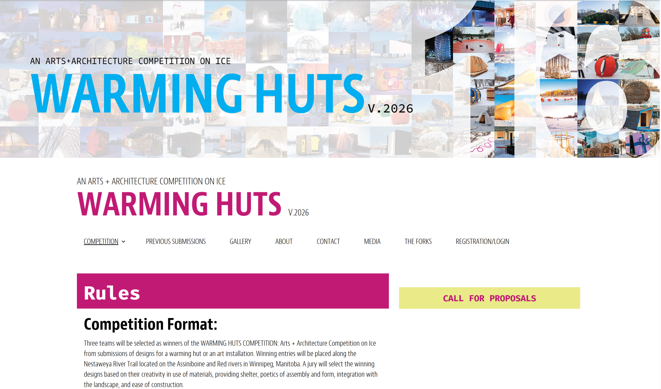 2026 Warming Huts an arts + architecture competition on ice