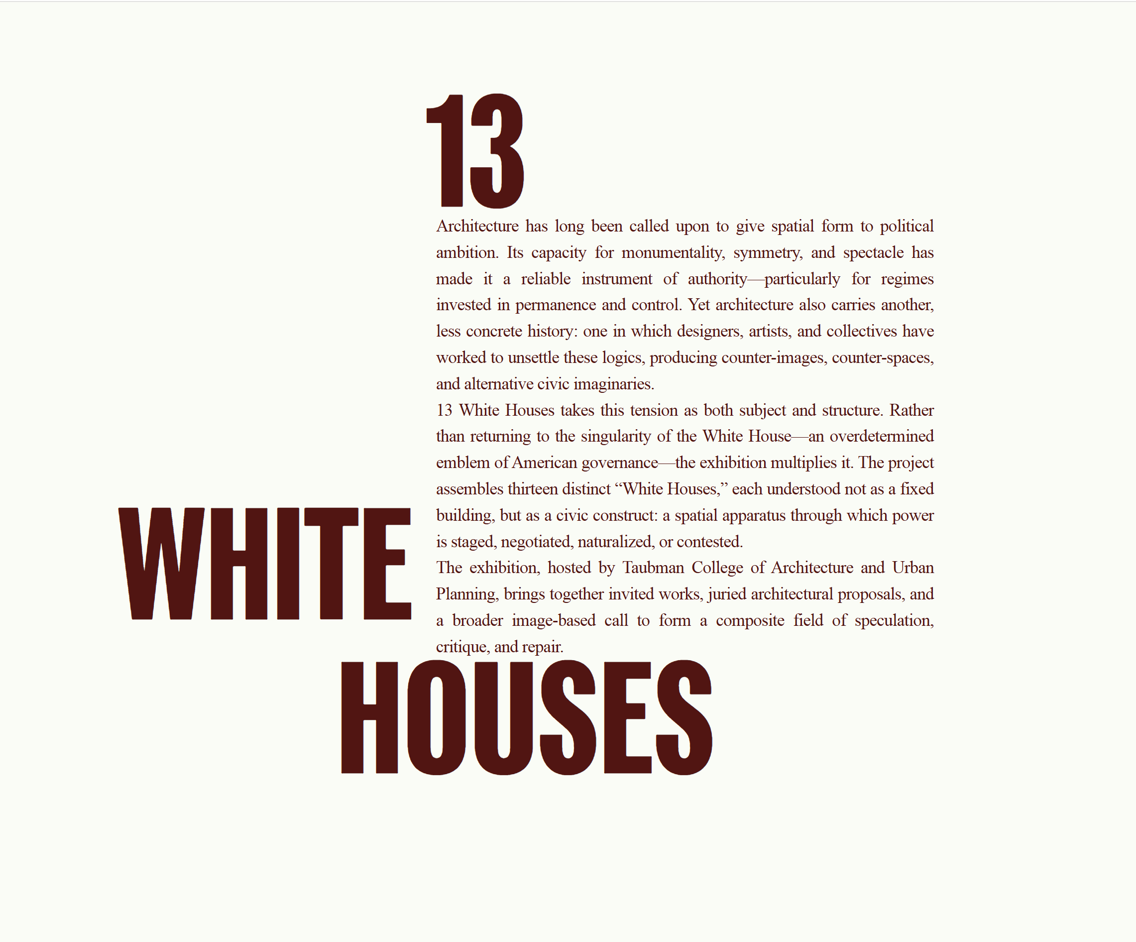 13 WhiteHouses 2026
