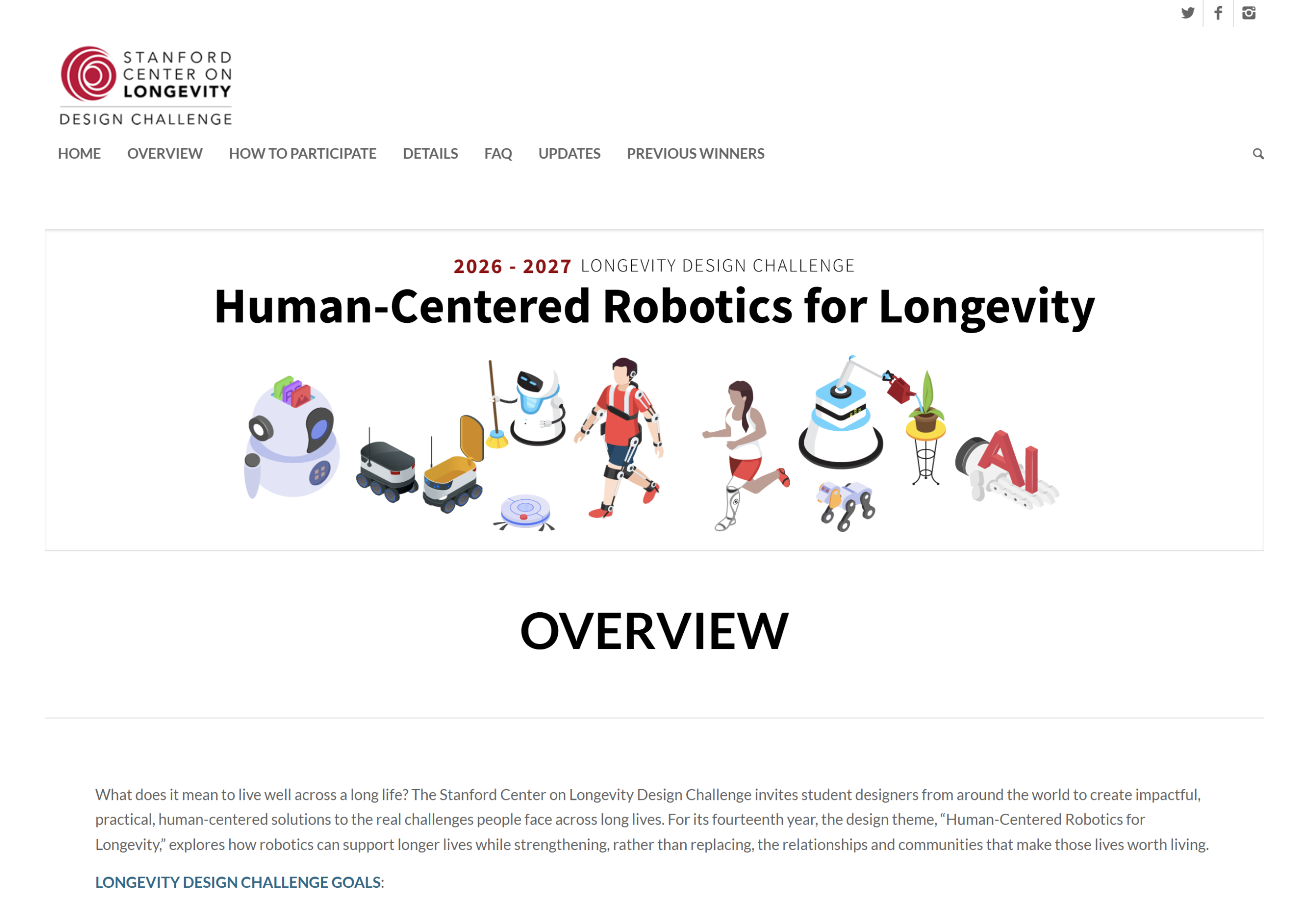 Stanford Center on Longevity Design Challenge 2026-2027