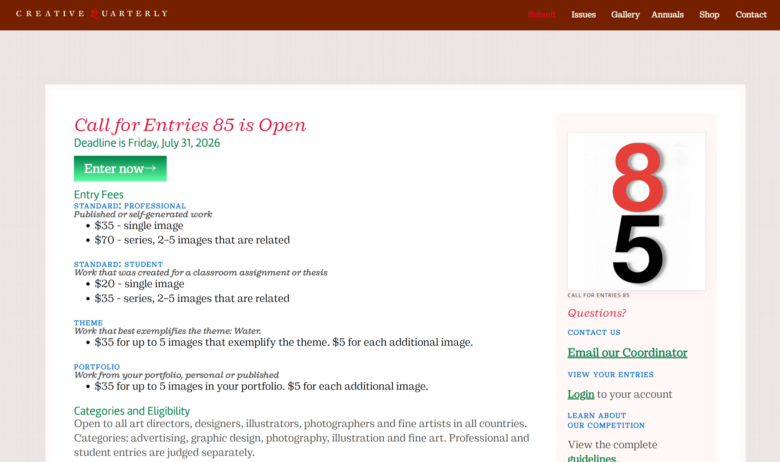 2026 Creative Quarterly (CQ) 85th International Juried Competition