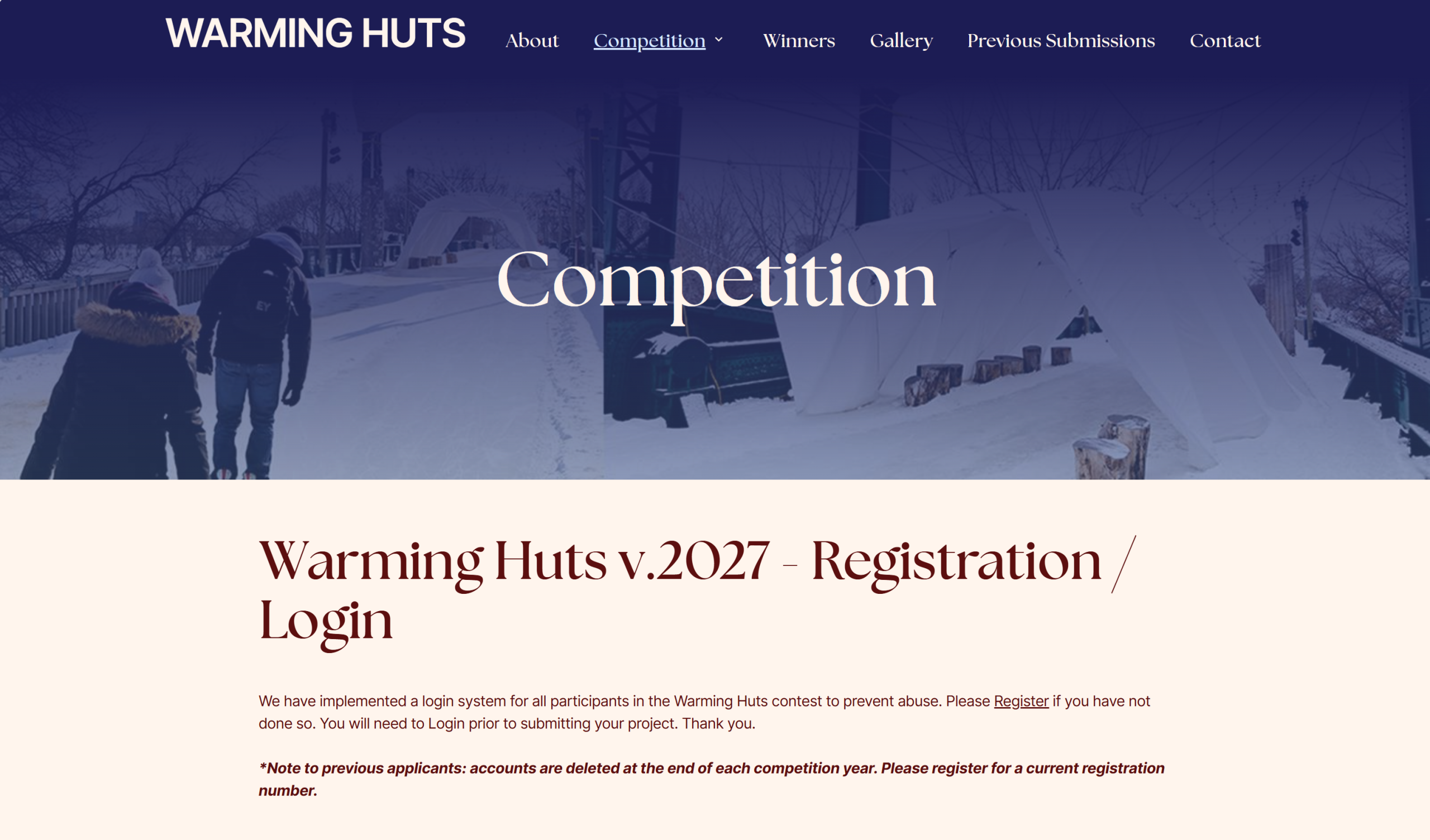 Warming Huts V.2027: Arts + Architecture Competition