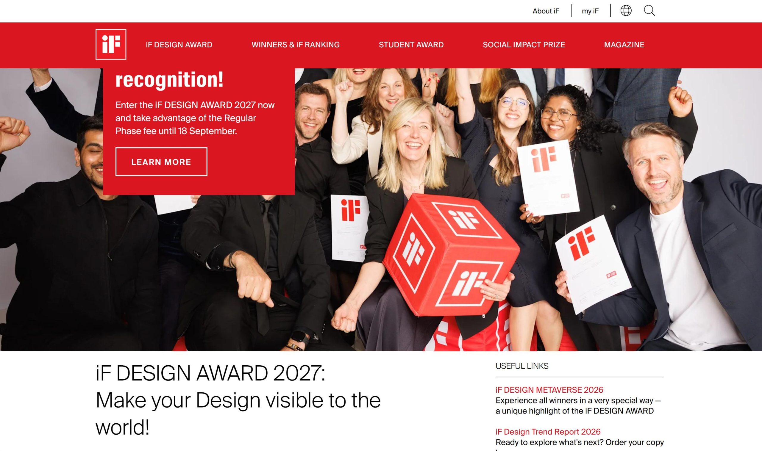 iF DESIGN TALENT AWARD 2027 (2027 iF Student Design Award)